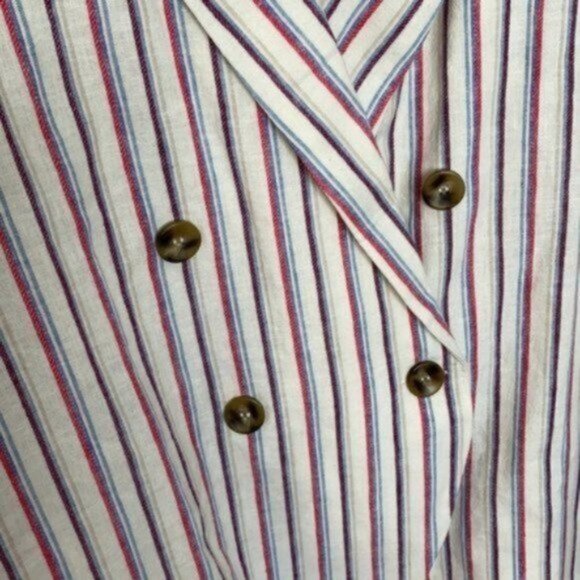 Dolan Anthropologie Women Double Breasted Striped Linen Blazer Size Medium - Picture 6 of 12